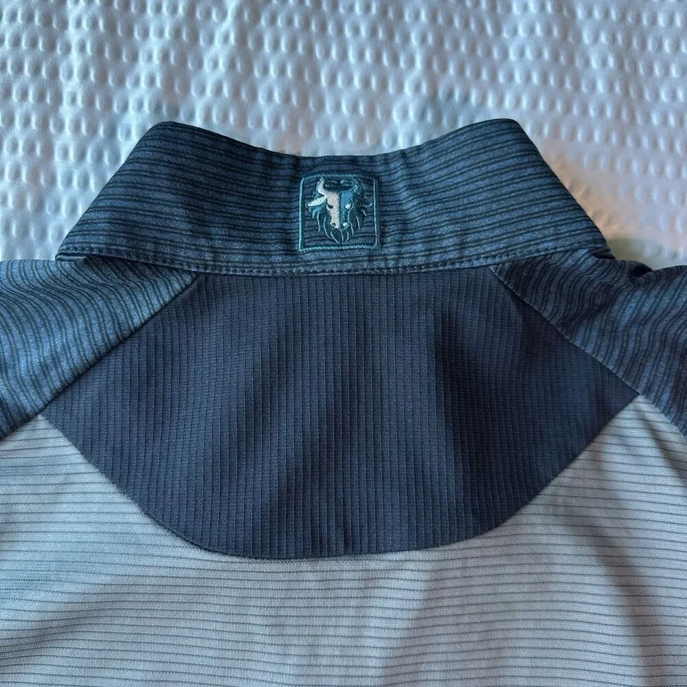 Black Yak Men's  1/4 Zip Pullover Short Sleeve Shirt Small Gray And Blue